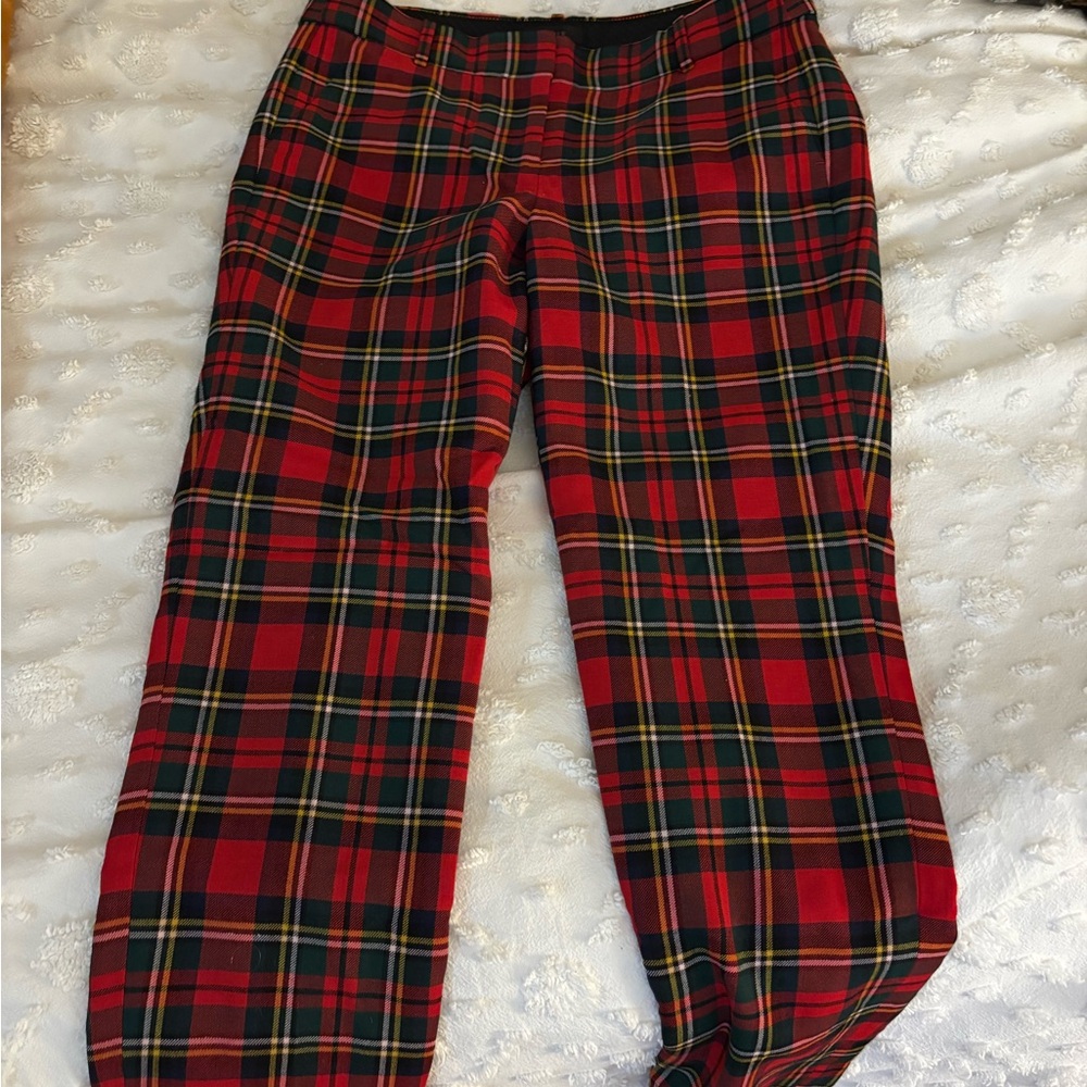 J. Crew Red and Green Plaid Pants